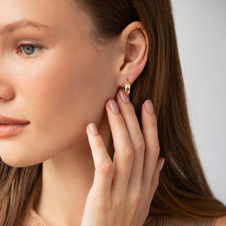 Сережки - кільця в червоному золоті с09212 від ювелірного магазину Онікс - 3