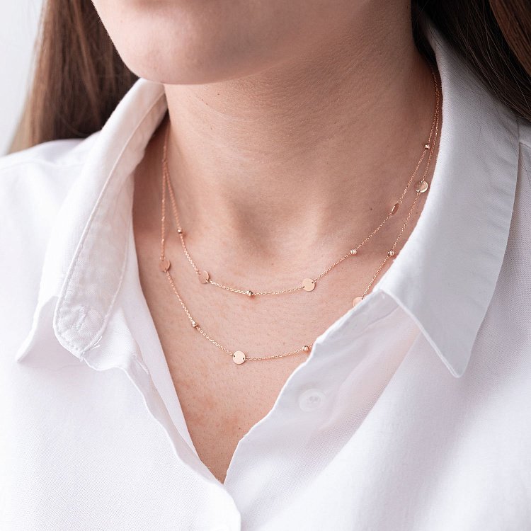 Подвійне кольє "Монетки" з червоного золота кол01873 від ювелірного магазину Онікс - 1