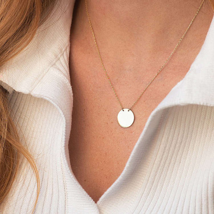 Колье "Монетка" в желтом золоте (возможна гравировка) кол02458 от ювелирного магазина Оникс - 3