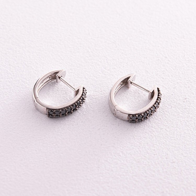 Золотые серьги с черными бриллиантами сб0426gl от ювелирного магазина Оникс - 2