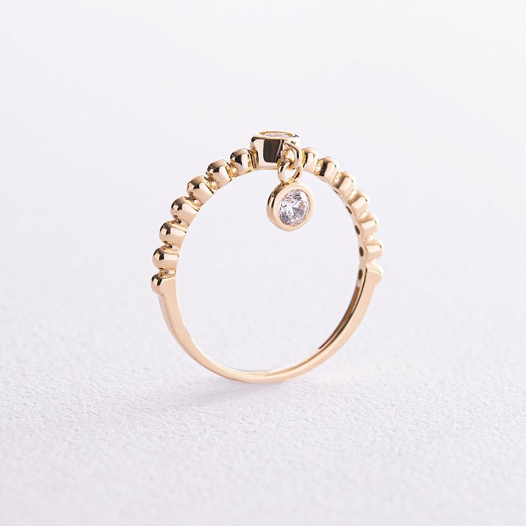 Кольцо в желтом золоте с фианитами к07063 от ювелирного магазина Оникс - 3