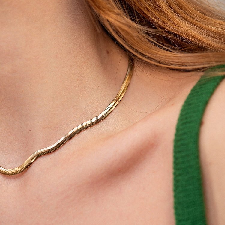 Колье "Gisele" в желтом золоте (снейк) ц00388 от ювелирного магазина Оникс - 3