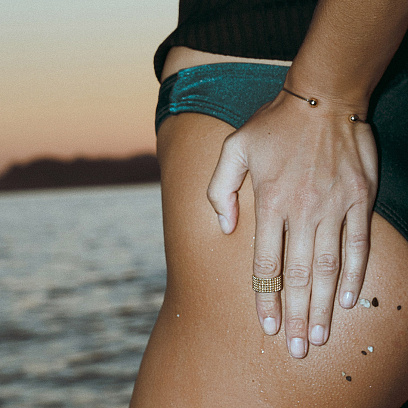 Каблучка "Рейчел" з кульками (жовте золото) к07333 №19