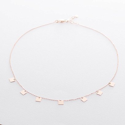 Золотое колье с квадратиками кол01445