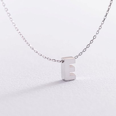 Кольє з буквою "Е" в білому золоті кол01254Е
