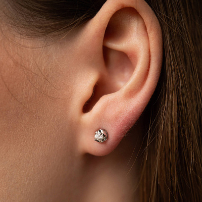 Золотые серьги - пусеты с бриллиантами сб0572л (0,2) №2