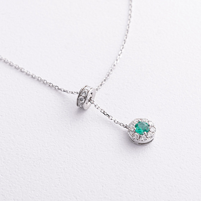 Золоте кольє - краватка зі смарагдом та діамантами колб0197mi №2