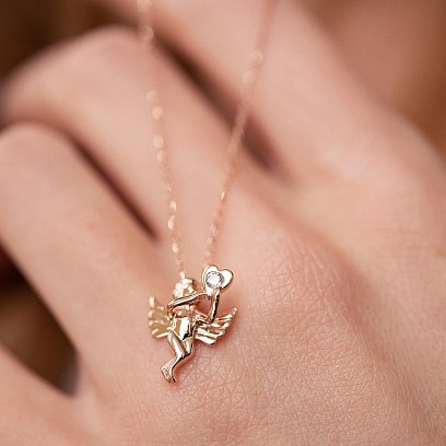 Золотое колье "Ангелочек" с фианитом кол02133 №2