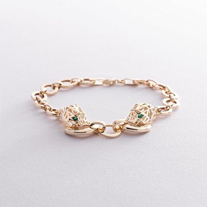 Браслет "Пантера" в желтом золоте (фианиты) б05311 №3