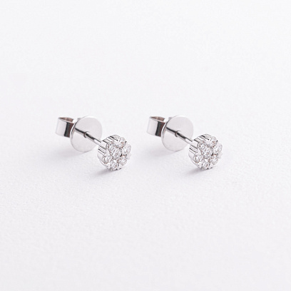 Золотые серьги - пусеты "Цветочки" с бриллиантами сб0669ca №2