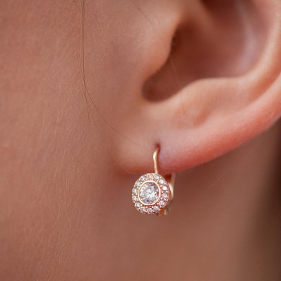 Детские золотые серьги с фианитами с09243 №4