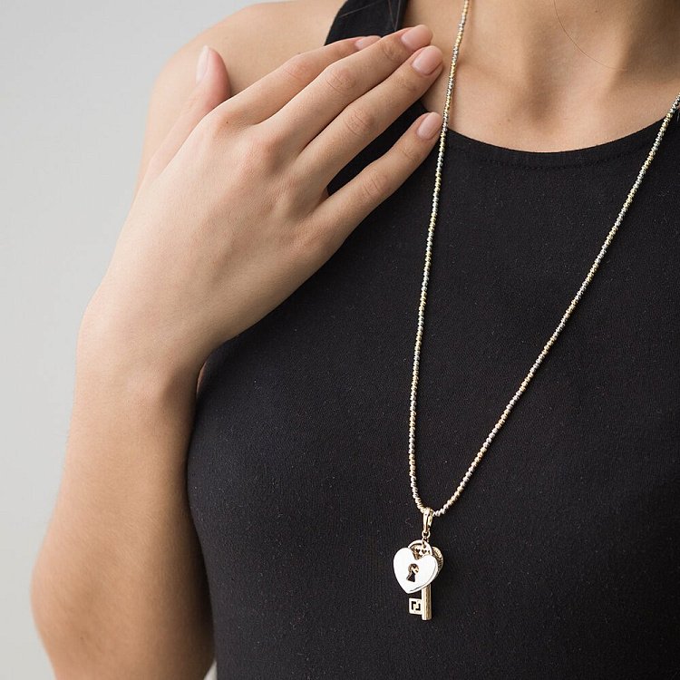 Золотая подвеска "Ключик и сердце" п02187 от ювелирного магазина Оникс - 5