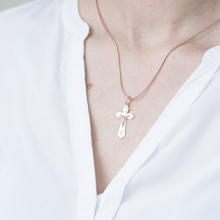 Золотий православний хрестик п02556 від ювелірного магазину Онікс - 2