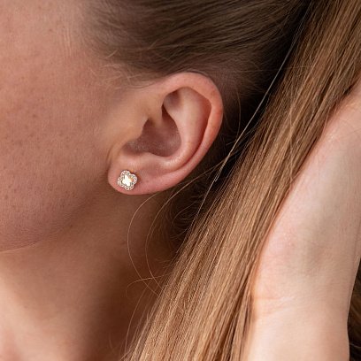 Золоті сережки-пусети "Конюшина" (фіаніт) с06182 №5