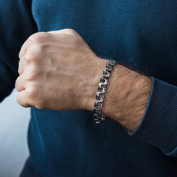 Чоловічий срібний браслет (Гарібальді 1.4 см) ч0217823 від ювелірного магазину Онікс - 1