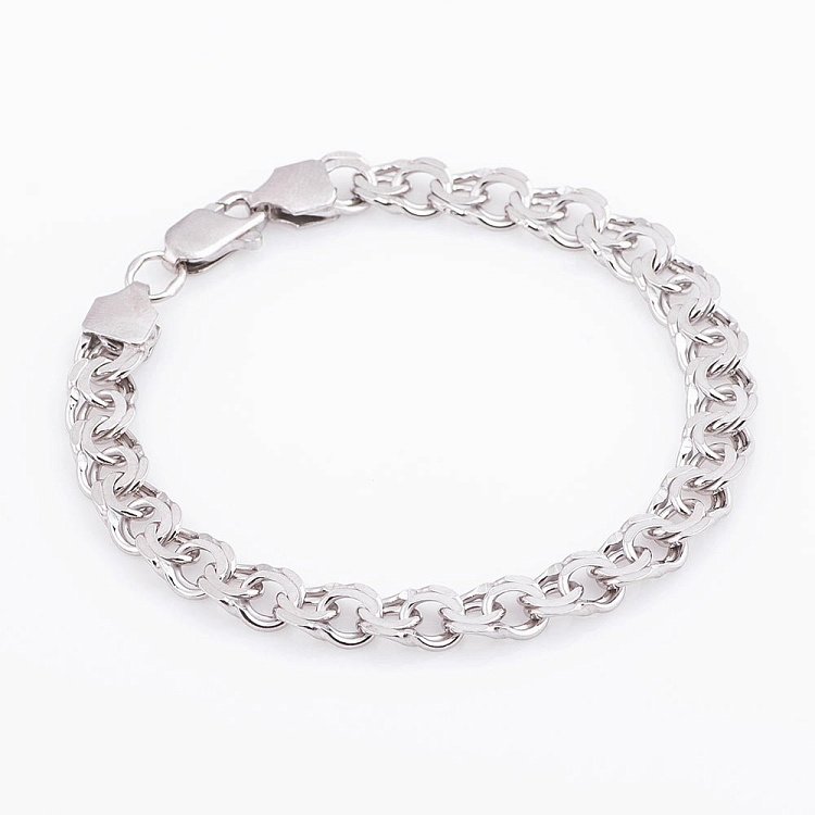 Мужской серебряный браслет плетение " Гарибальди " р021762 от ювелирного магазина Оникс