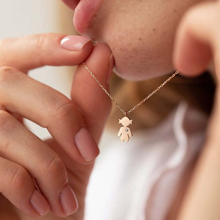 Кольє "Дівчинка" у червоному золоті (фіаніт) кол02200 від ювелірного магазину Онікс - 3