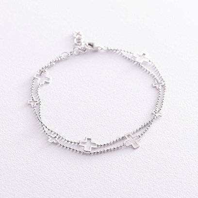 Браслет "Крестики" в белом золоте б04523
