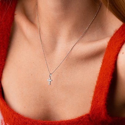 Золотой крестик с бриллиантами пб0215nl №2