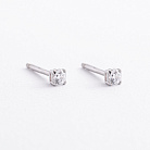 Серебряные серьги - пусеты с фианитами mini 902-00091 от ювелирного магазина Оникс