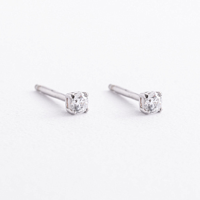 Серебряные серьги - пусеты с фианитами mini 902-00091