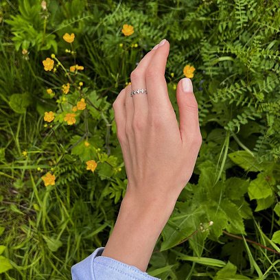 Каблучка "Гілочка" в білому золоті к06636 №2