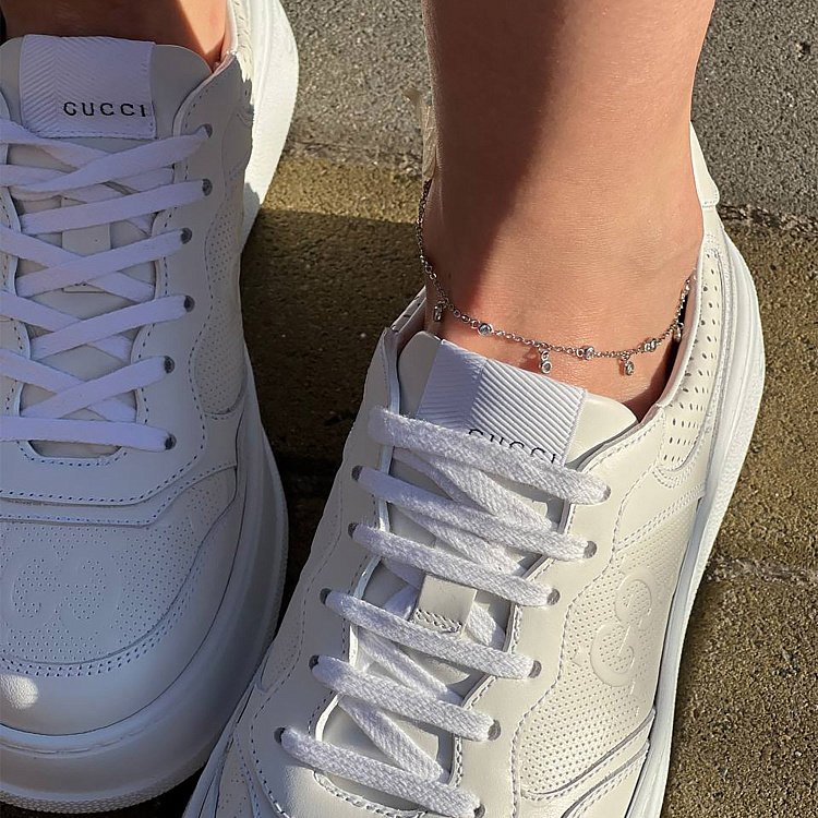 Серебряный браслет с белыми фианитами на ногу 141570 от ювелирного магазина Оникс - 3