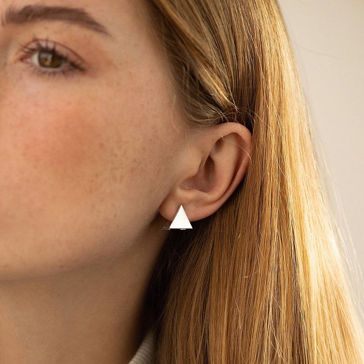 Сережки "Трикутники" (біле золото) с07013 від ювелірного магазину Онікс