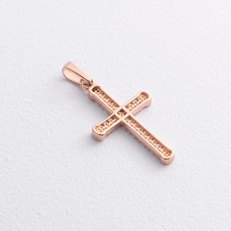 Крестик в красном золоте (фианиты) п04035 от ювелирного магазина Оникс - 1