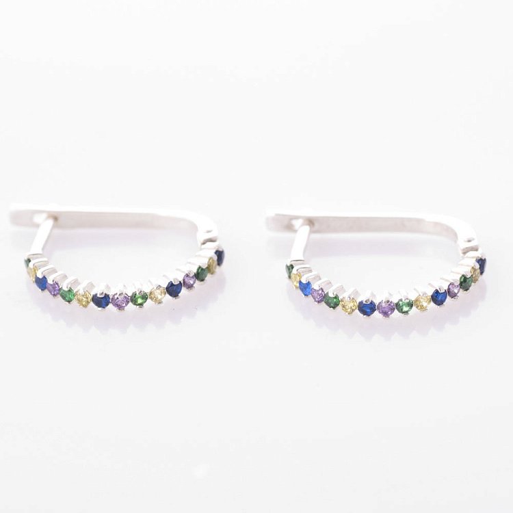 Серебряные серьги с фианитами 121498 от ювелирного магазина Оникс - 2