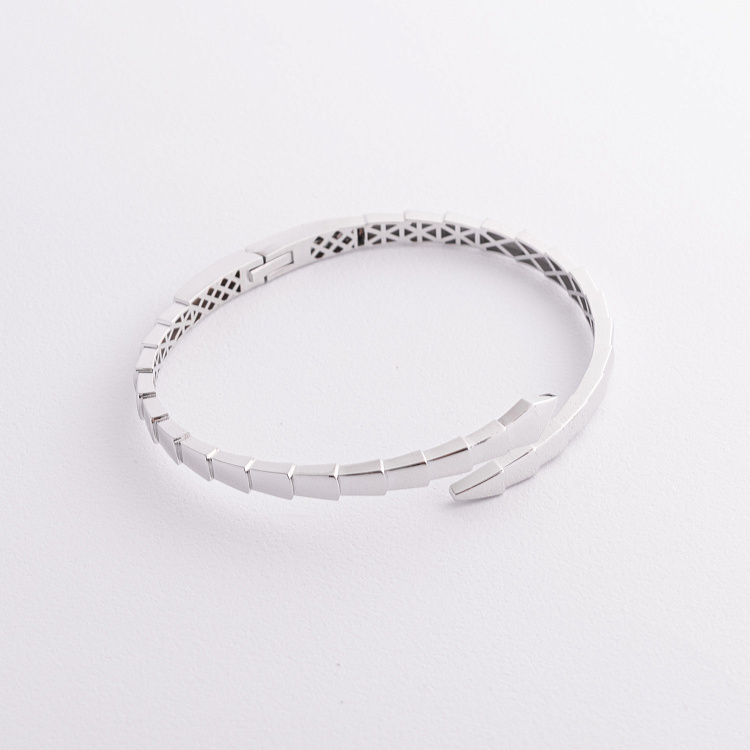 Жорсткий браслет "Змія" у білому золоті б05458 від ювелірного магазину Онікс - 1