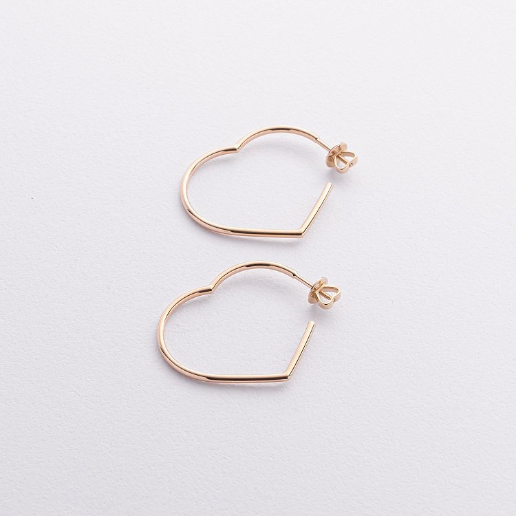 Золоті сережки - пусети "Сердечки" с09351 від ювелірного магазину Онікс