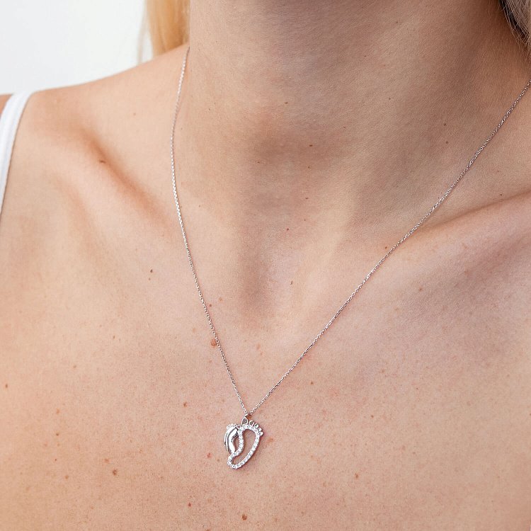 Золотое колье "Ножки" с фианитами кол01365 от ювелирного магазина Оникс - 1