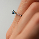 Золотое кольцо "Сердечко" с бриллиантами и сапфиром кб0625ca от ювелирного магазина Оникс - 3