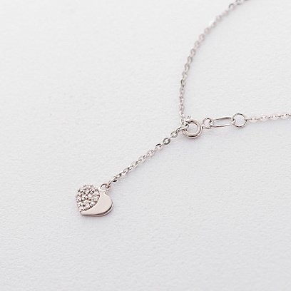 Золотий браслет на ногу "Сердечко" (фіаніт) б03701 №2