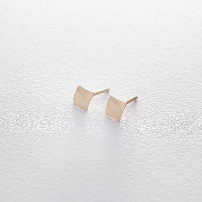 Золоті сережки-пусети з квадратами с06225