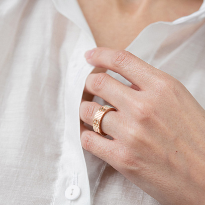 Каблучка "Love" у червоному золоті к08422 №2