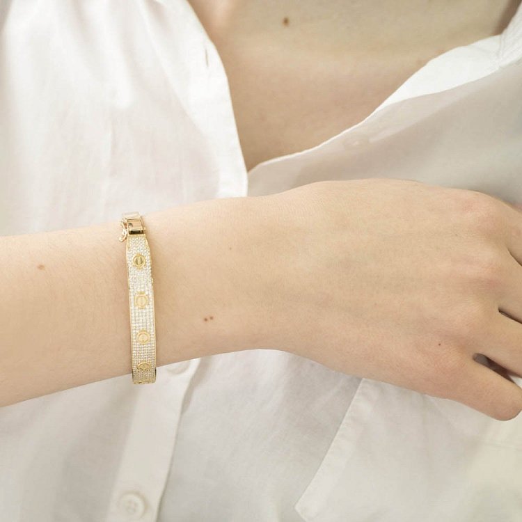 Золотой браслет (фианиты) б03135 от ювелирного магазина Оникс - 2