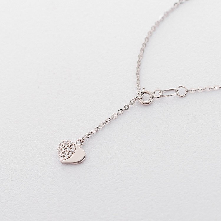 Золотий браслет на ногу "Сердечко" (фіаніт) б03701 від ювелірного магазину Онікс - 1