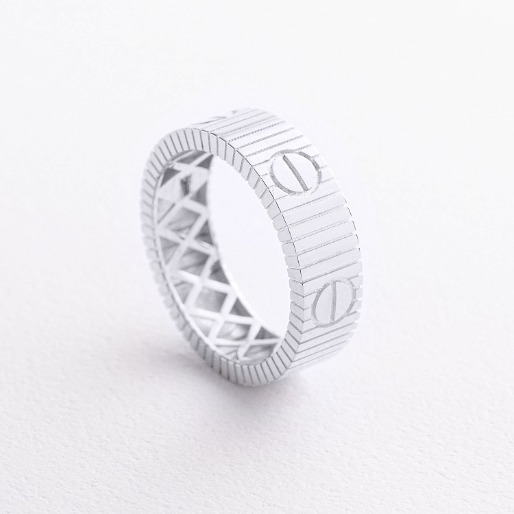 Кольцо "Love" в белом золоте к08453 от ювелирного магазина Оникс