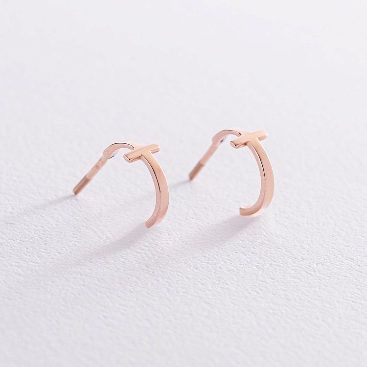 Сережки - пусети "Хрестики" в червоному золоті с07006 від ювелірного магазину Онікс - 4