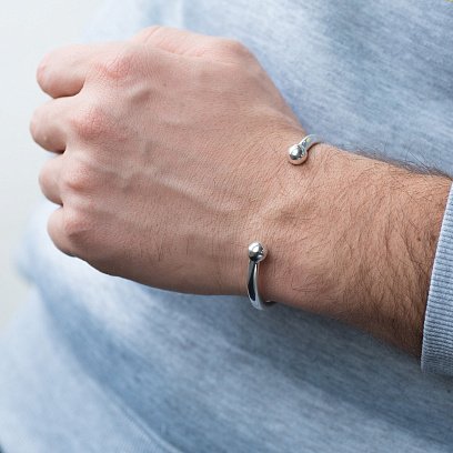 Серебряный жесткий браслет для гравировки 141395 №2