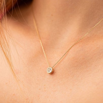 Золотое колье с фианитом кол01640 №4