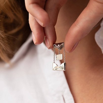 Серебряное колье "Конверт с секретом" (возможна гравировка) 181215 №8