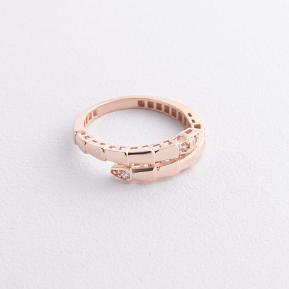 Каблучка "Змія" у червоному золоті (фіаніти) к08302 №2