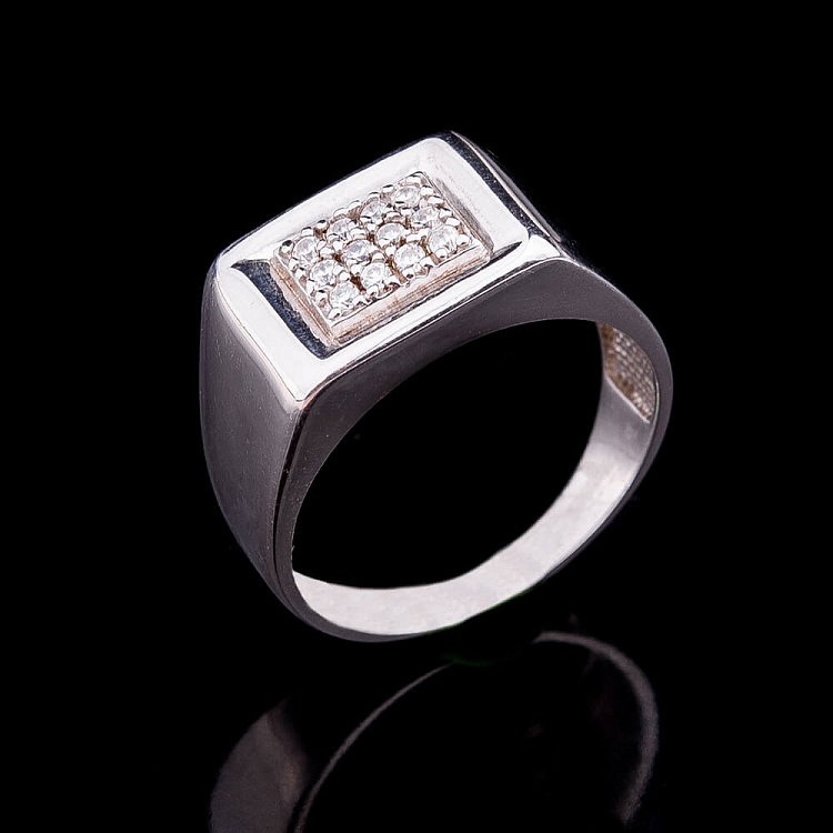Срібна печатка з фіанітами 11844 від ювелірного магазину Онікс