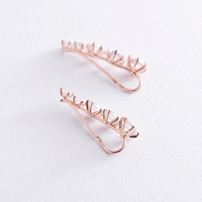 Золоті сережки - клаймбери з фіанітами с04003 №4