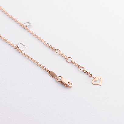 Золотой браслет на ногу "Сердечки" б02134 №4