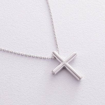 Колье с крестиком в белом золоте кол02356