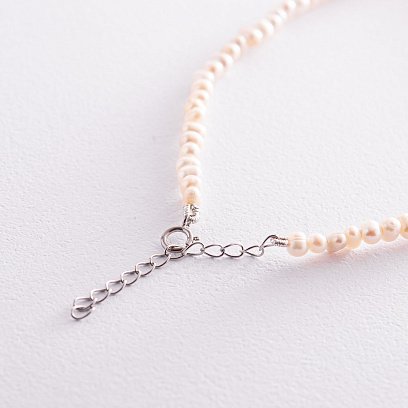 Срібний браслет "Перлинки" на ногу 141661 №5